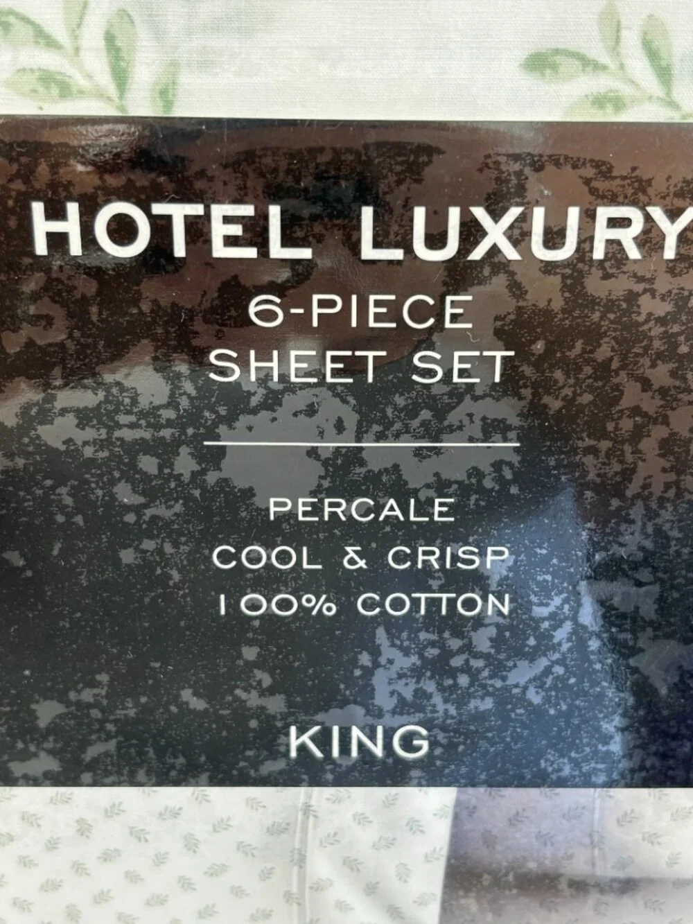 Wamsutta Dream Zone Hotel Luxury KING Sheet Set White Leaf Cotton Percale 6PC